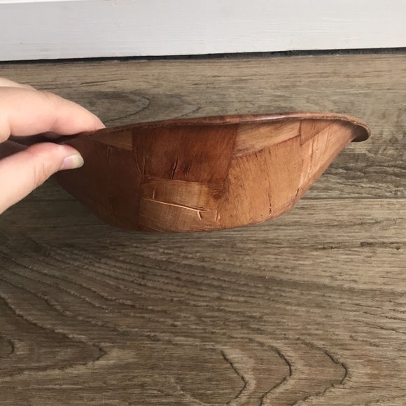 Vintage Oval Woven Parquet Wooden serving Salad Bowl, 12” Long retro mcm - Picture 4 of 6